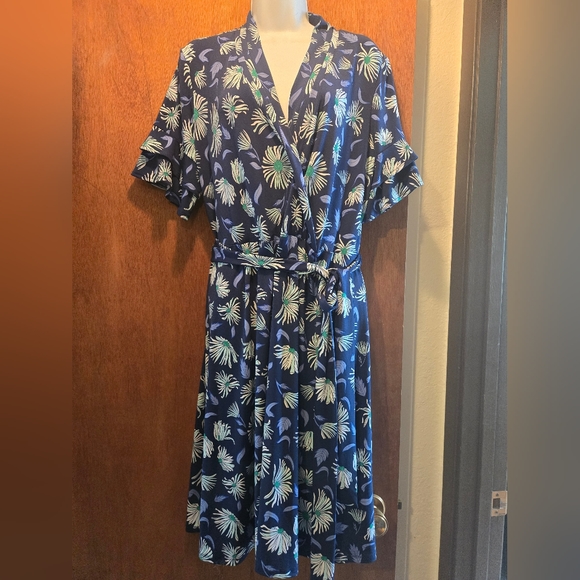 Liz Claiborne Career blue kimono 👘 style faux wrap dress szXL - Picture 6 of 9